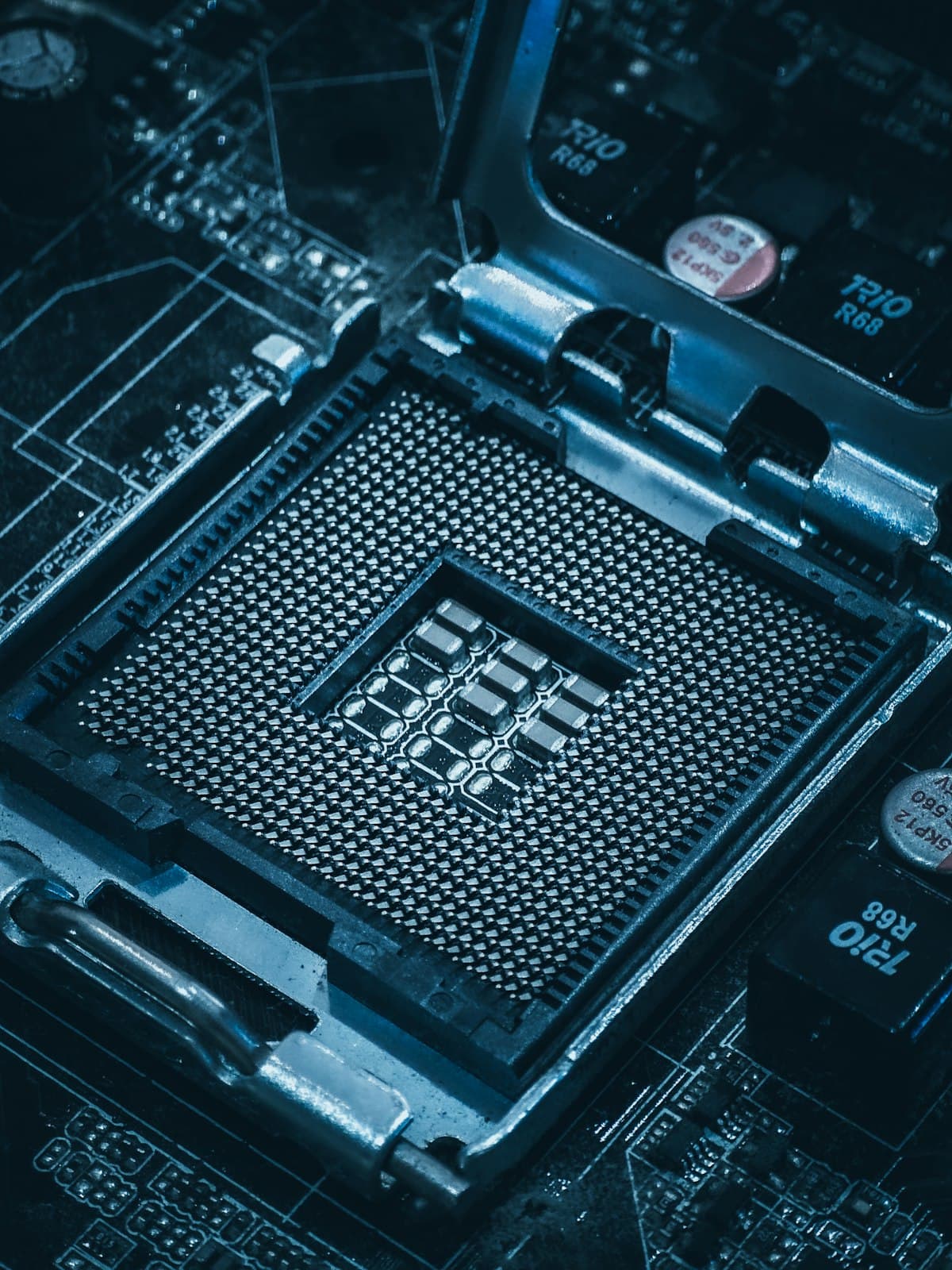 Macro of a processor socket on a circuit board