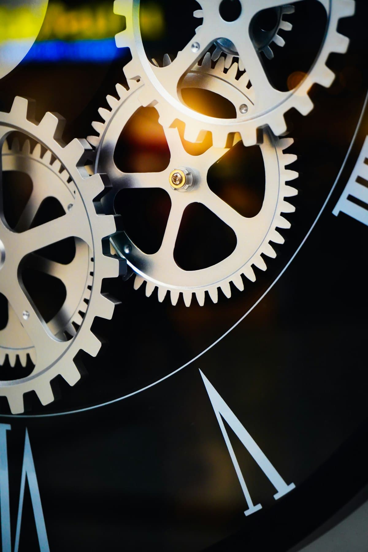 Interlocking machine gears in close up